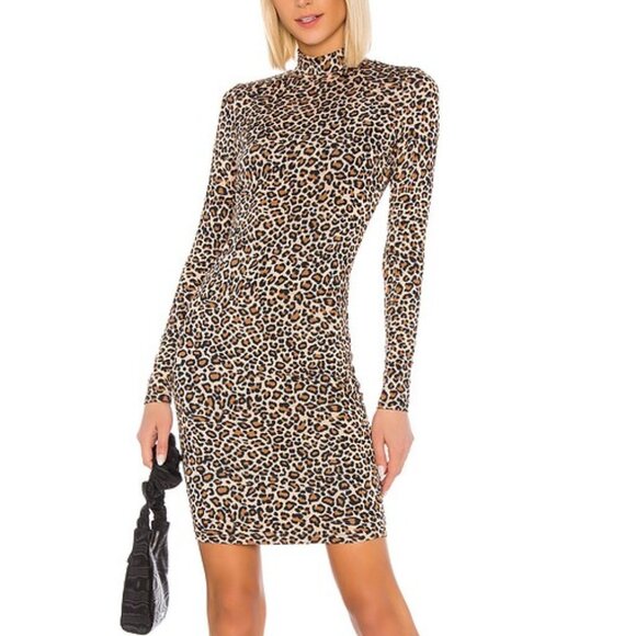 NWT Bardot Mock Neck Leopard Bodycon Dress XS - Picture 1 of 6